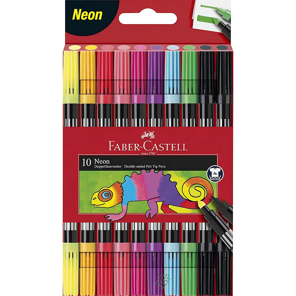 meinspielzeug - Faber-Castell Doppelfasermaler Neon 10Teile | Farbe & Kreide