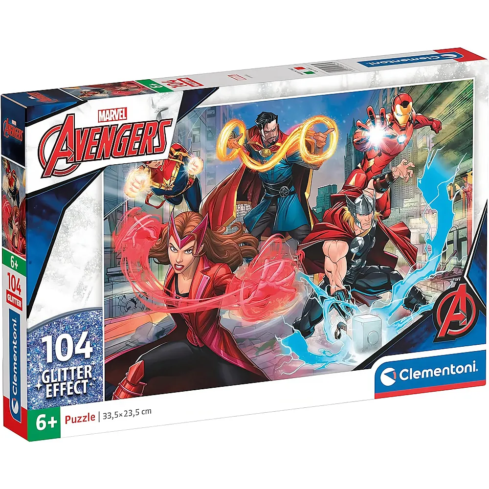 Clementoni Puzzle Supercolor Glitter The Avengers mit Glitzer-Effekt 104Teile