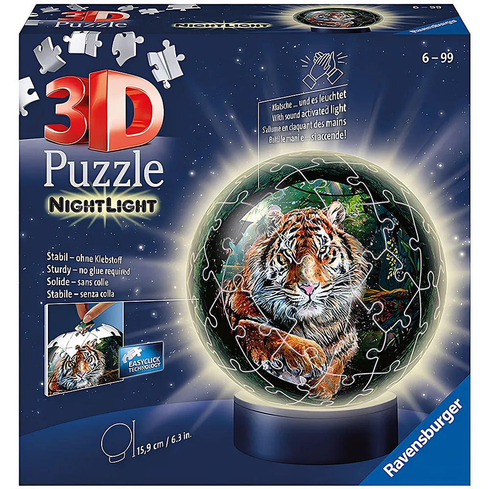 Ravensburger Puzzleball Nachtlicht Raubkatzen 72Teile