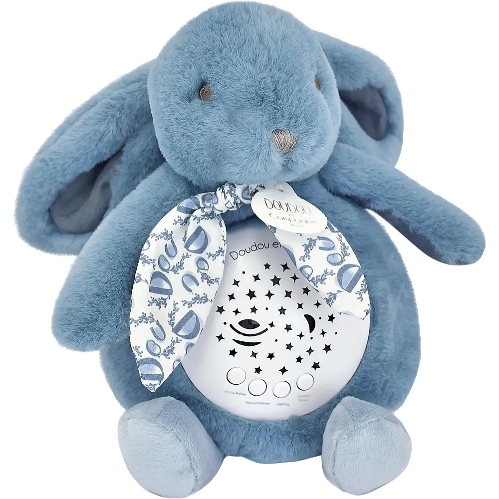 Doudou et Compagnie Nachtlicht Sterne & Musik Hase Blau - 19 cm