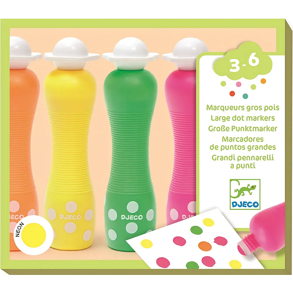 Djeco 4 grosse Stifte mit Schaumstoffspitze neon