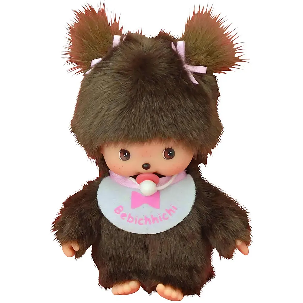 Monchhichi Bebichhichi M�dchen mit weiss-rosa L�tzchen - 15 cm