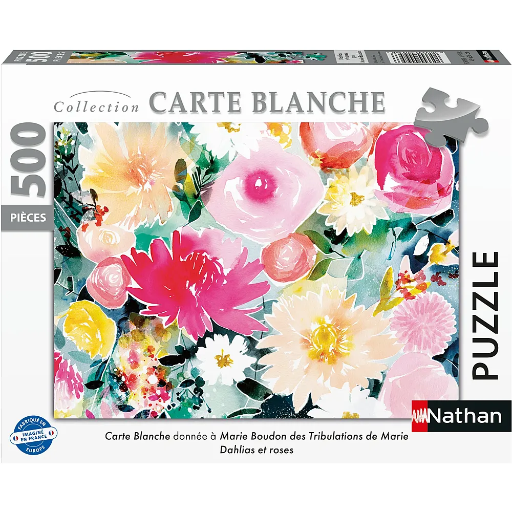 Nathan Puzzle Collection Carte Blanche Marie Boudon Dahlien und Rosen 500Teile