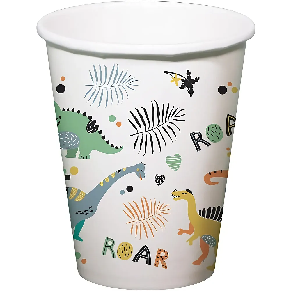 Folat Pappbecher Dino Roars 250ml - 6 Teile
