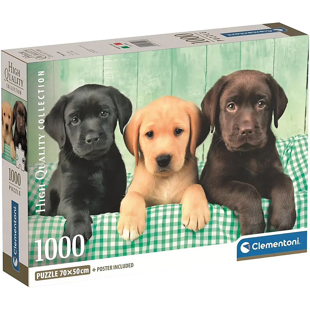Clementoni Puzzle High Quality Collection Drei Labrador-Welpen 1000Teile