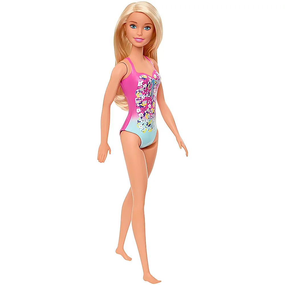 Barbie Familie & Freunde Beach Puppe mit Badeanzug im Blumenmuster