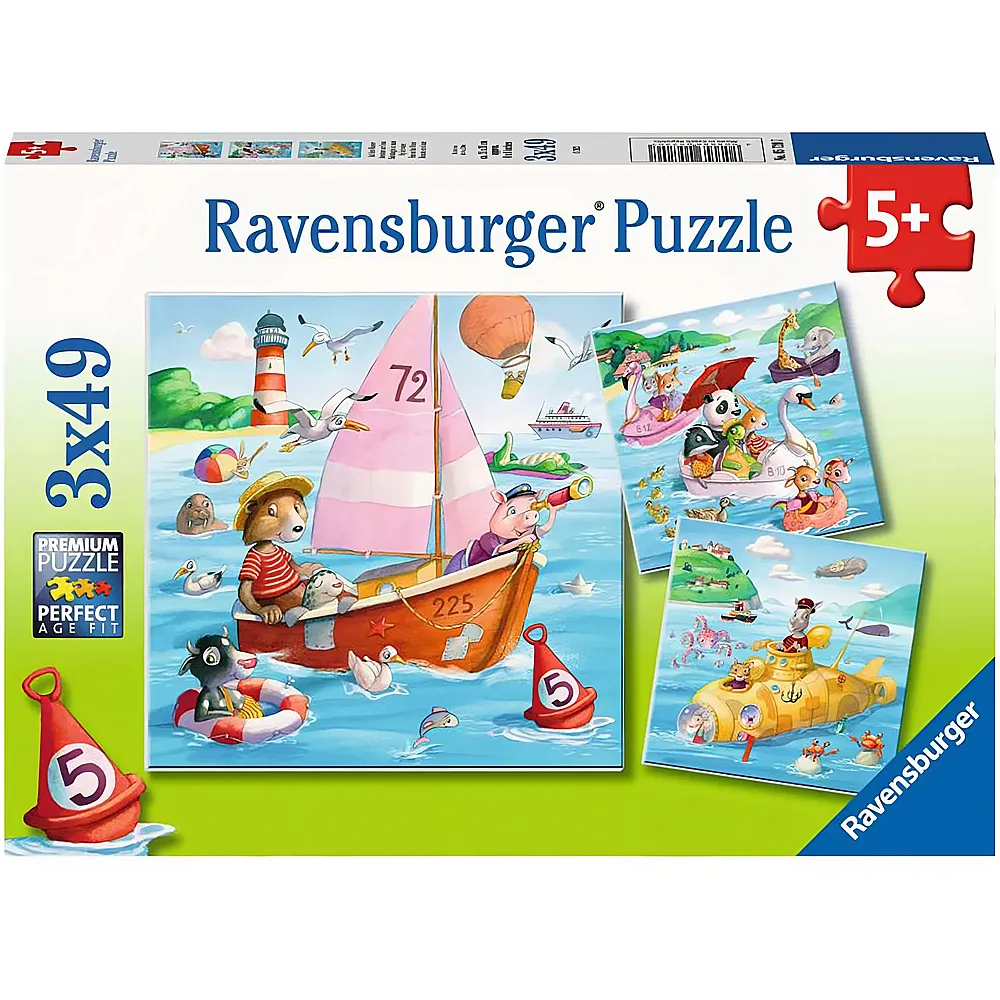 Ravensburger Puzzle Auf dem Wasser 3x49
