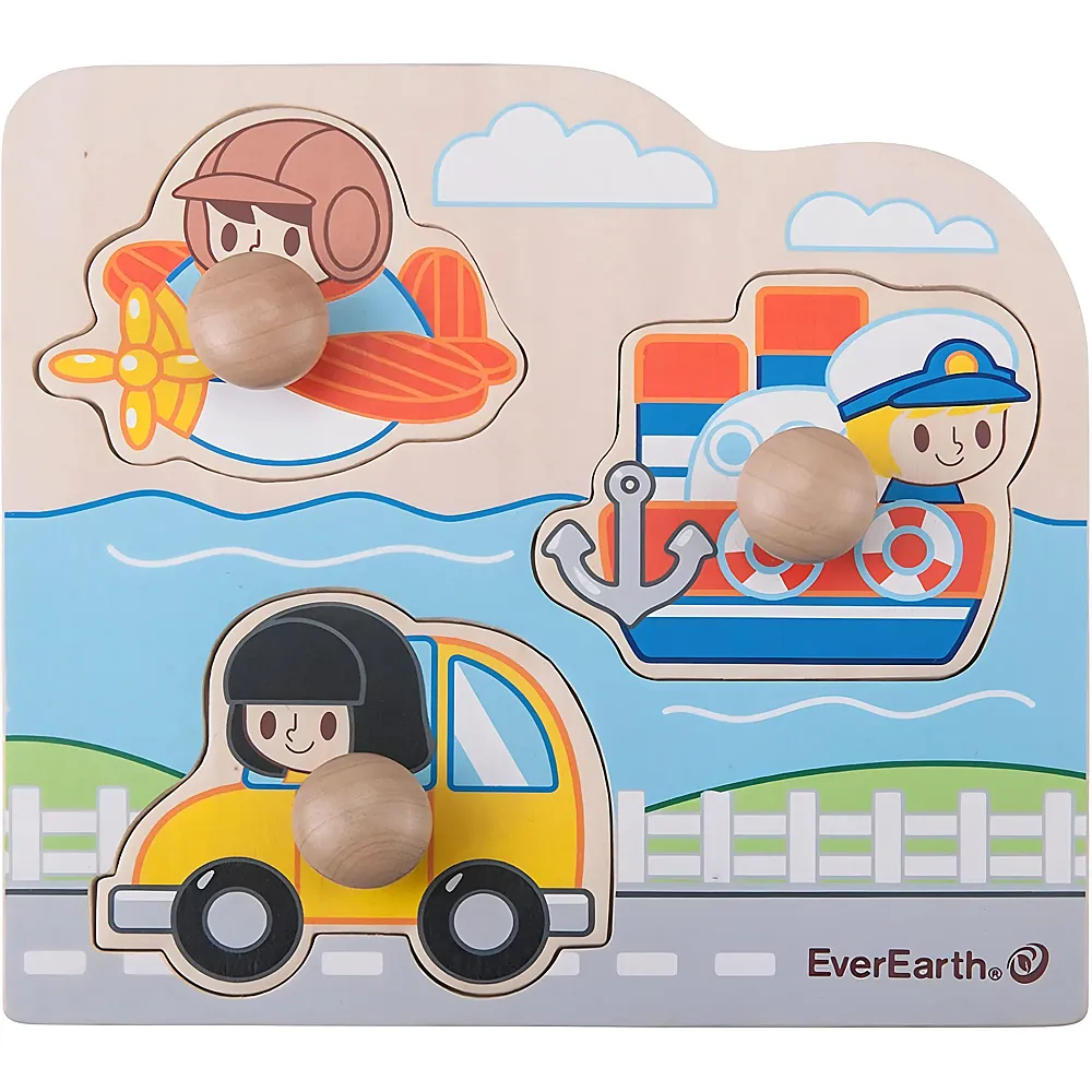 EverEarth Puzzle Verkehrsmittel aus nachhaltigem Holz  Buntes Lernspielzeug zur F�rderung von Motorik und Probleml�sung 