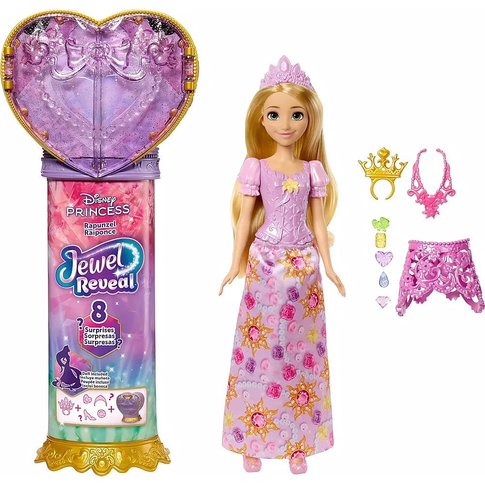 Mattel Jewel Reveal Disney Princess Modepuppe Rapunzel mit 8 �berraschungen