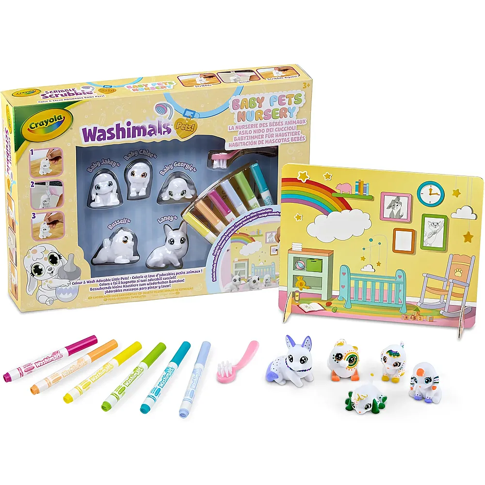 Crayola Washimals Baby Pets Nursery - Welpen-Kinderzimmer - Malsets