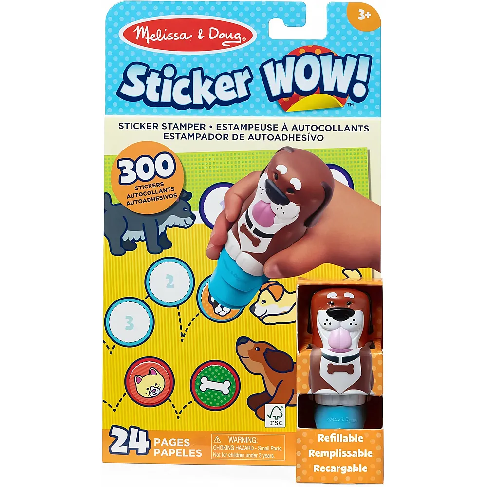 Melissa & Doug WOW Hunde-Sticker-Stempel-Set mit 300 Stickern, Aufkleberstempel & Aktivit�tenblock