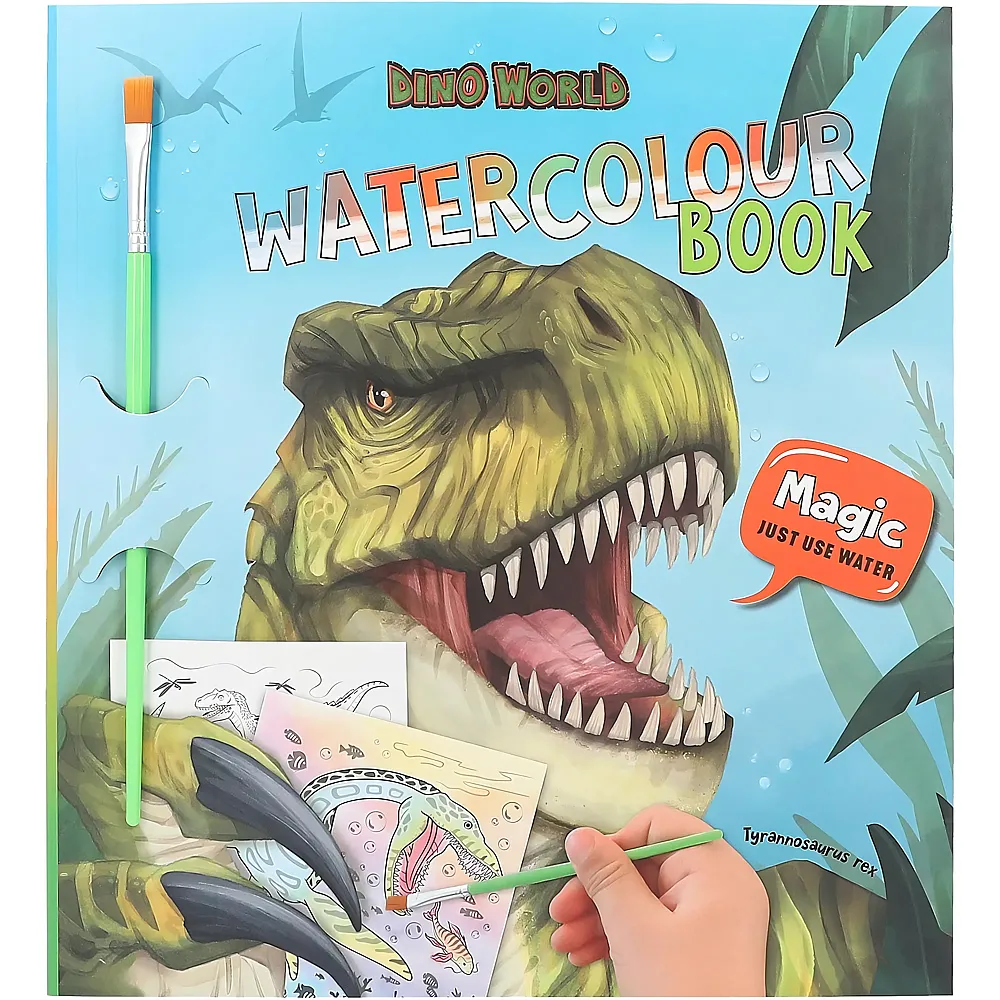 Depesche Dino World - Watercolour Book, Malbuch inkl. Pinsel und 15 Pferde-Motiven zum Bemalen mit Wasser