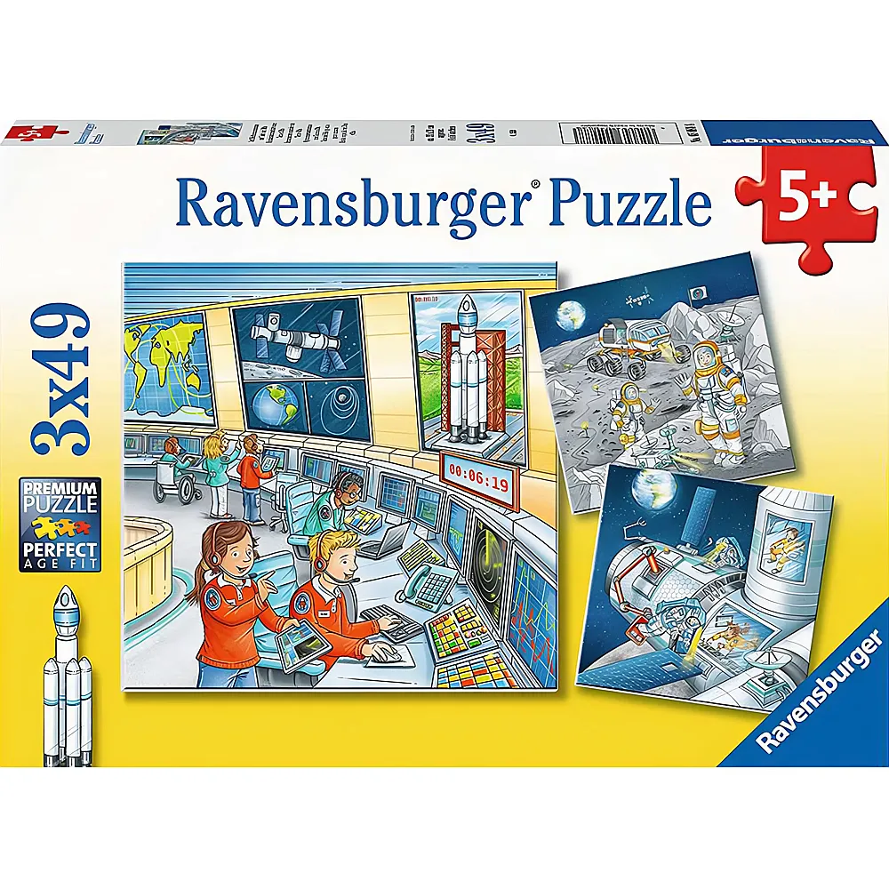 Ravensburger Puzzle Auf Weltraummission mit Tom und Mia 3x49