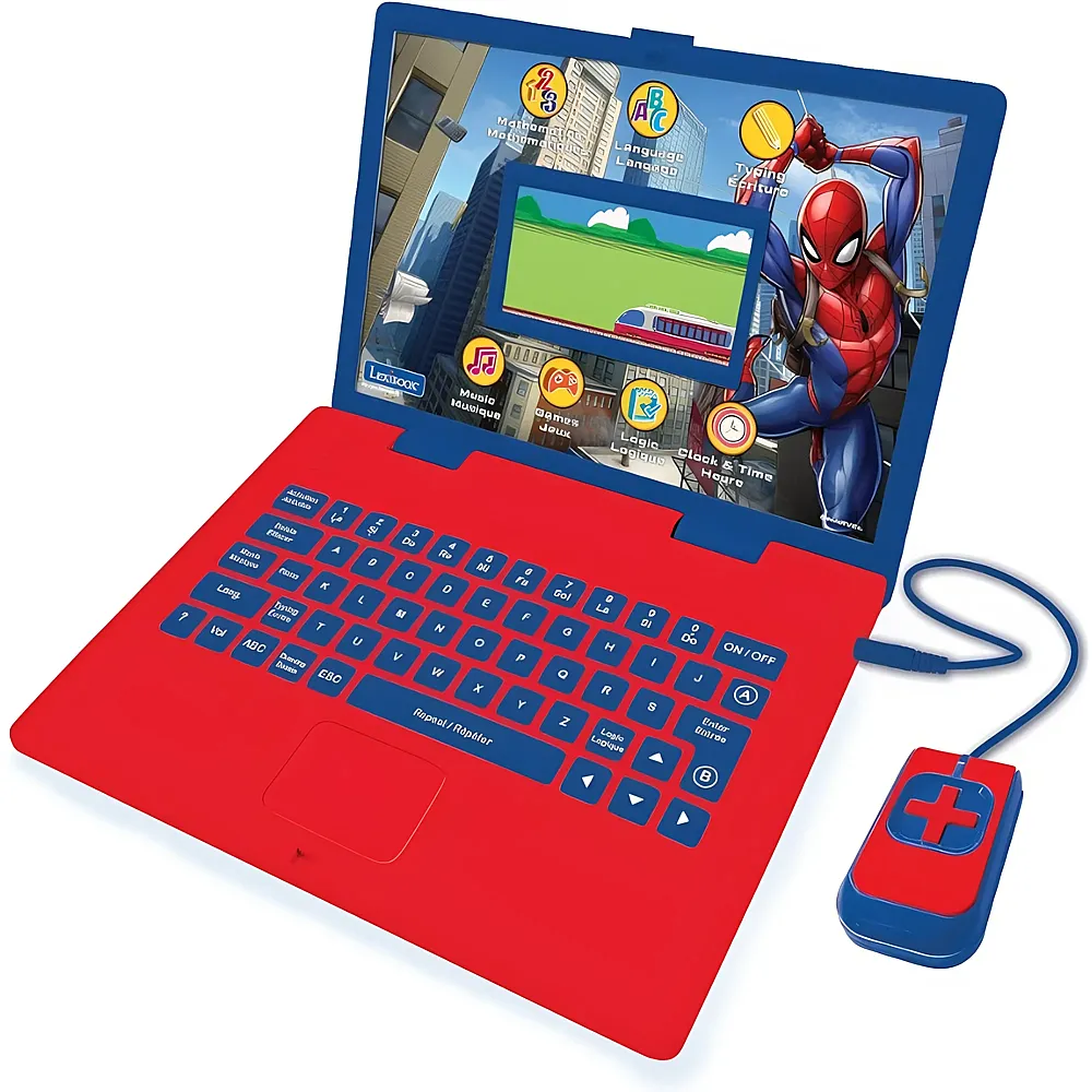 Lexibook Spiderman Zweisprachiger pdagogischer Laptop mit LCD-Farbbildschirm FR/EN