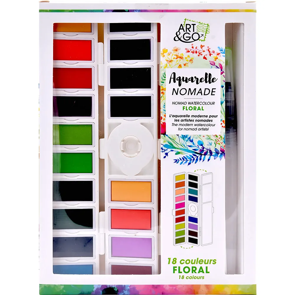 OZ International Art&go Palette Aquarelle Accordeon 18 Couleurs Floral