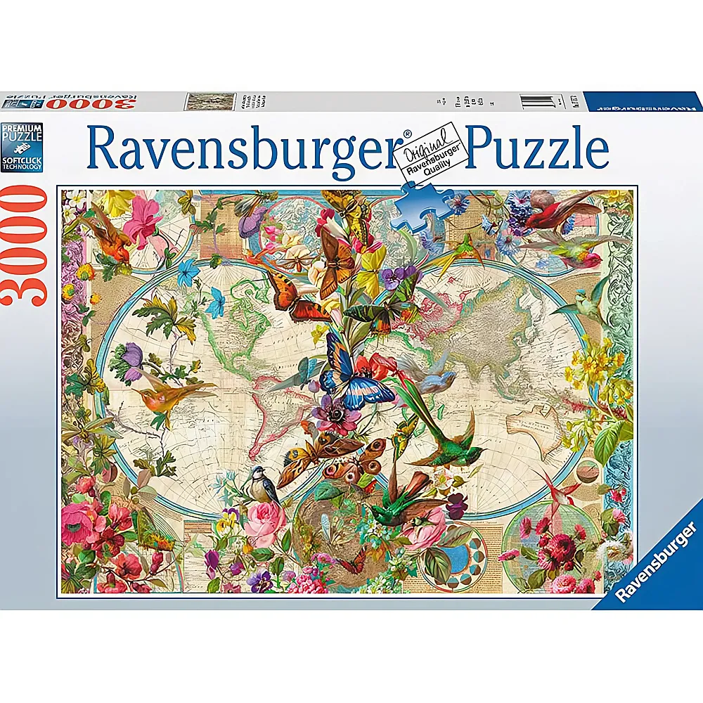 Ravensburger Puzzle Weltkarte mit Schmetterlingen 3000Teile