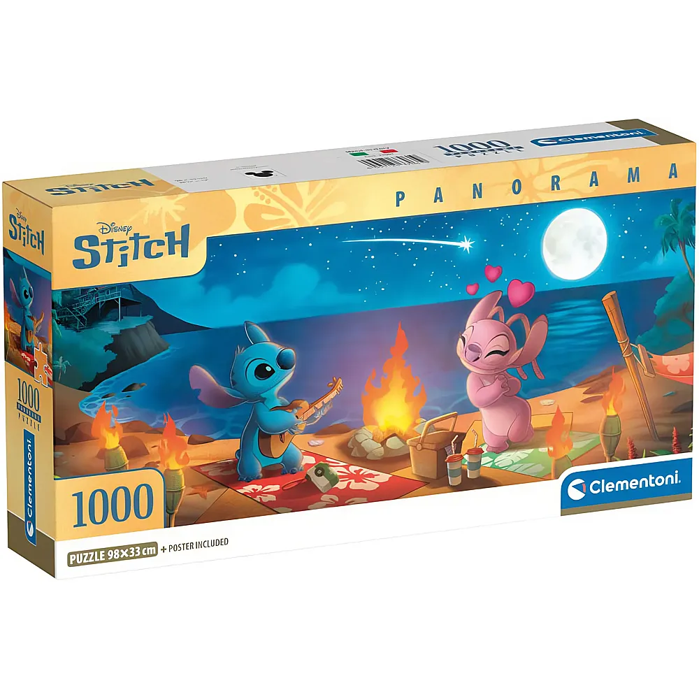Clementoni Puzzle Lilo & Stitch Panorama Stitch am Lagerfeuer 1000Teile