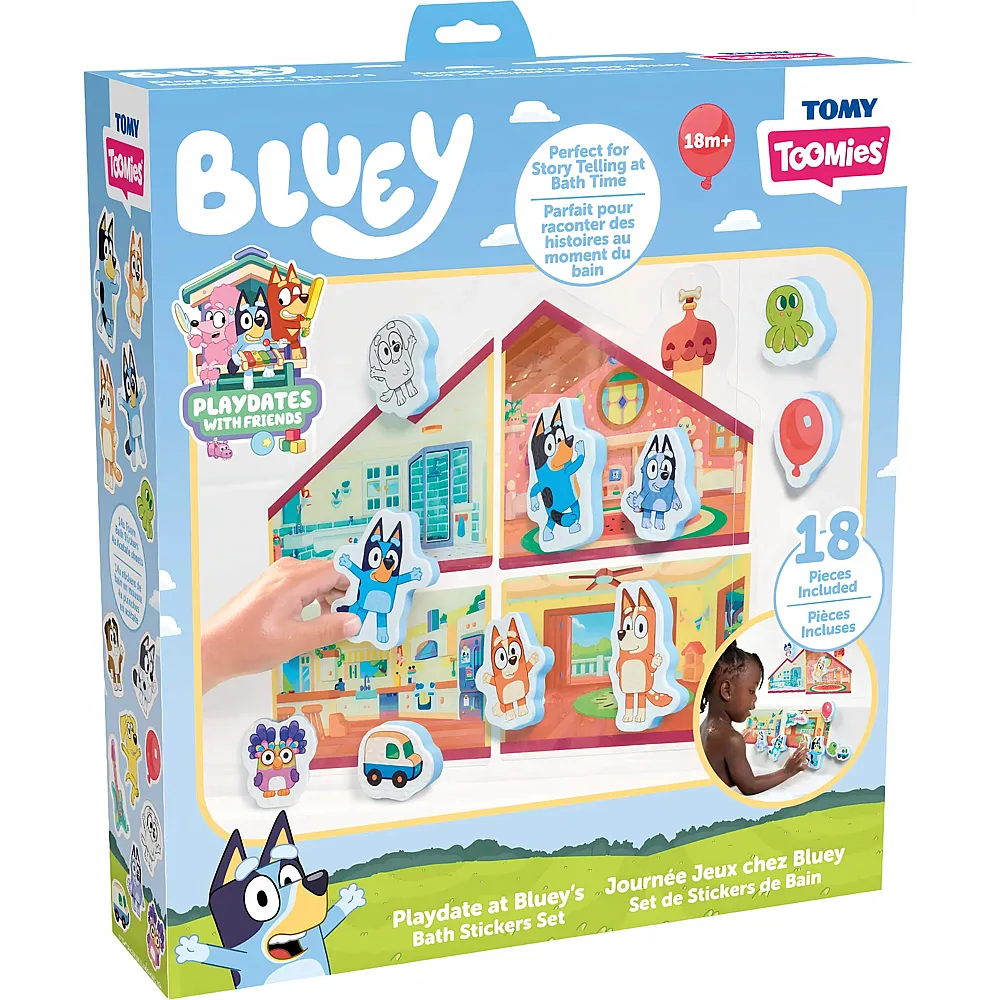 Tomy Bluey Haus Badesticker Badespielzeug, 11 Teile aus