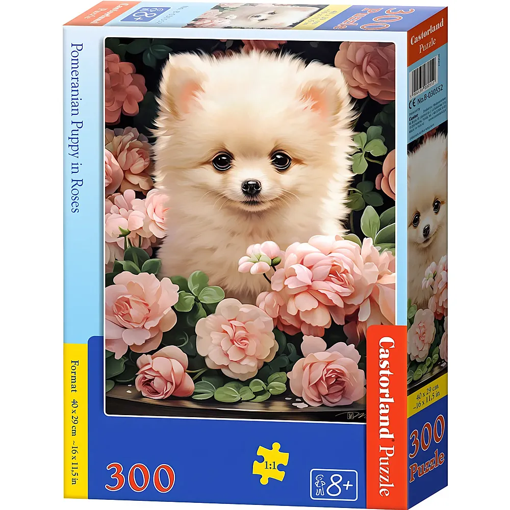 Castorland Puzzle Zwergspitz-Welpe im Rosenmeer - 300 Teile
