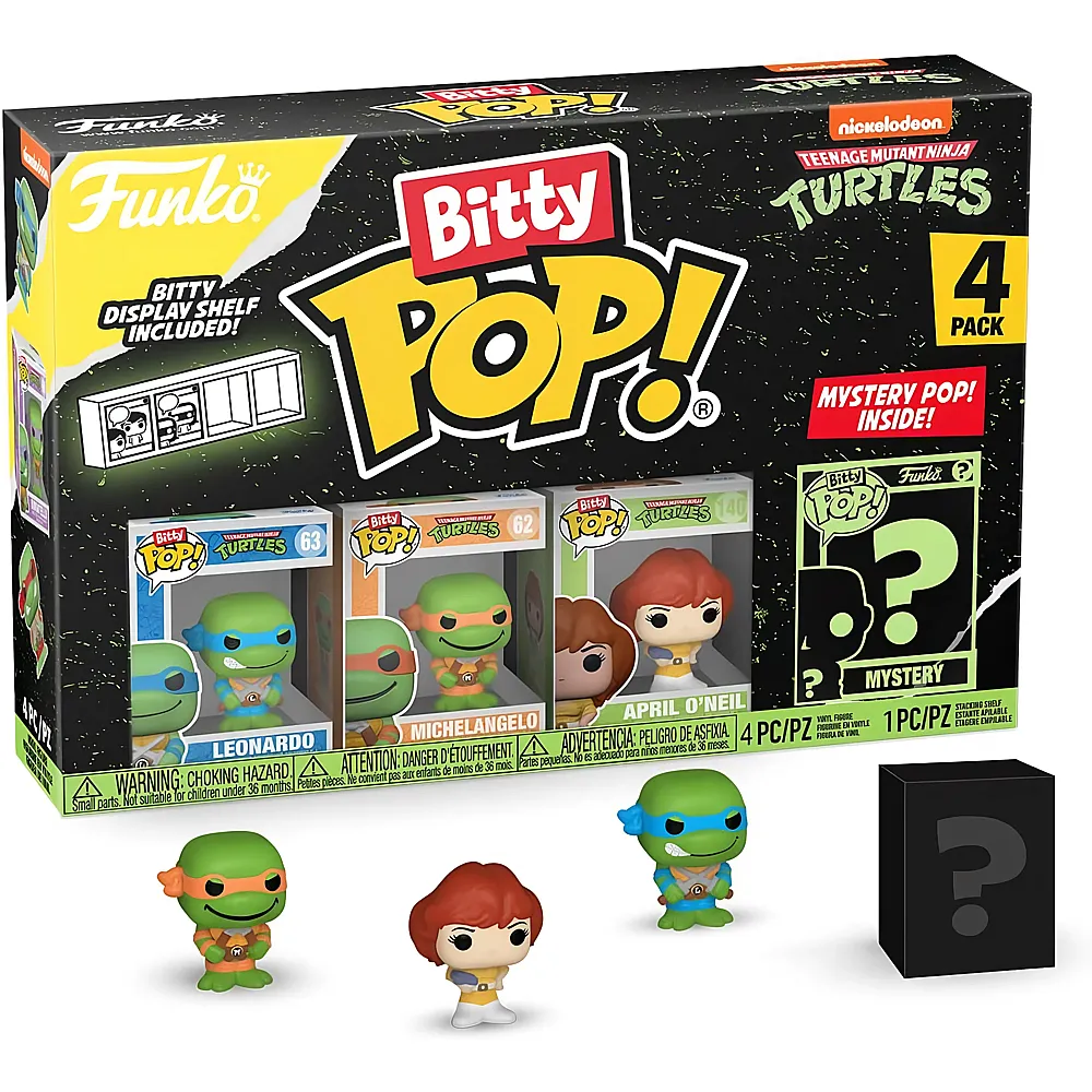 meinspielzeug - Funko Bitty Pop Teenage Mutant Ninja Turtles - Leonardo, Michelangelo, April O'Neil und Mystery TMNT | Lizenzfiguren