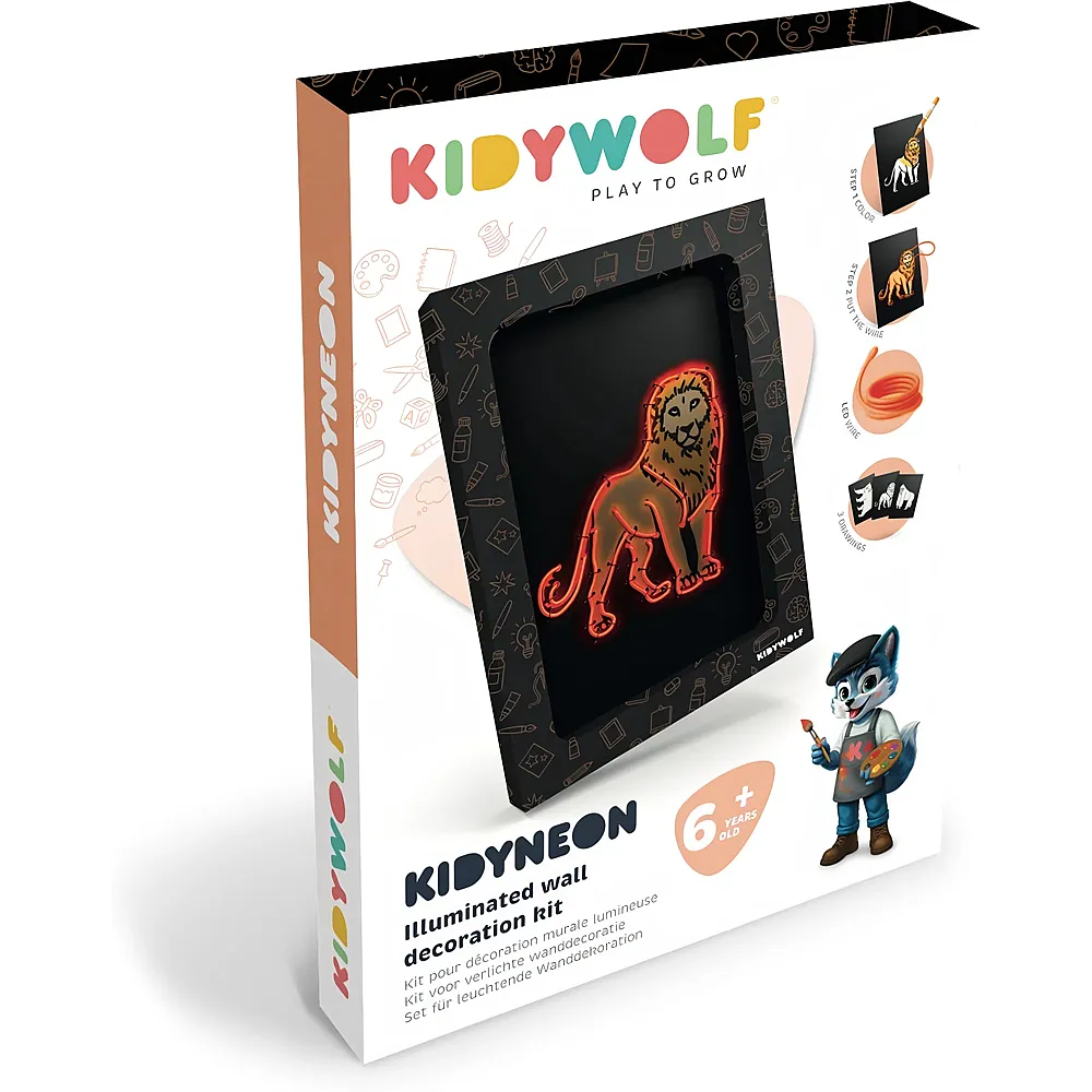 Kidywolf Leuchtendes Wandbild 3er-Set, Tiere