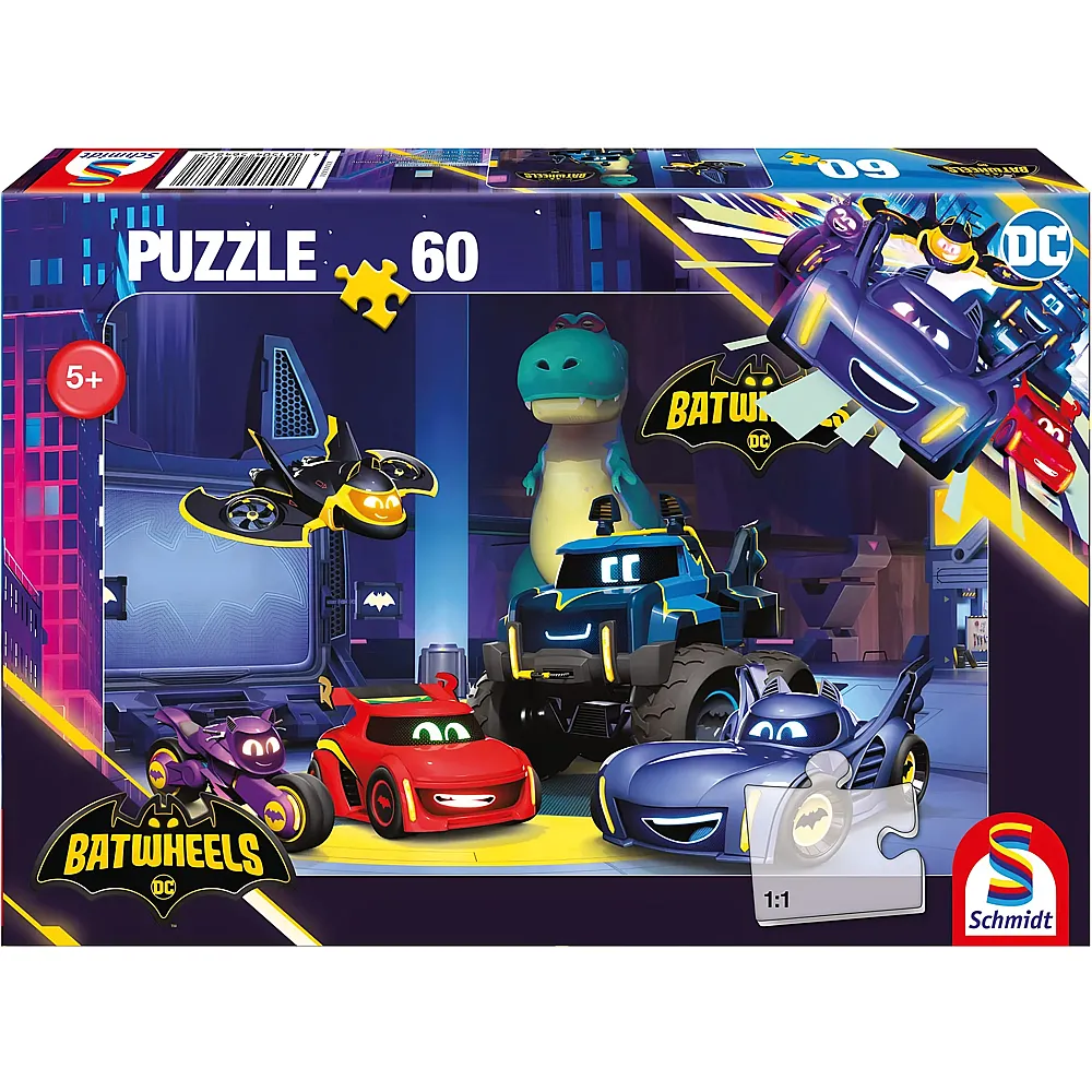 Schmidt Puzzle Batman Bam, Batwing, Bibi, Buff und Redbird in der Bath�hle 60Teile