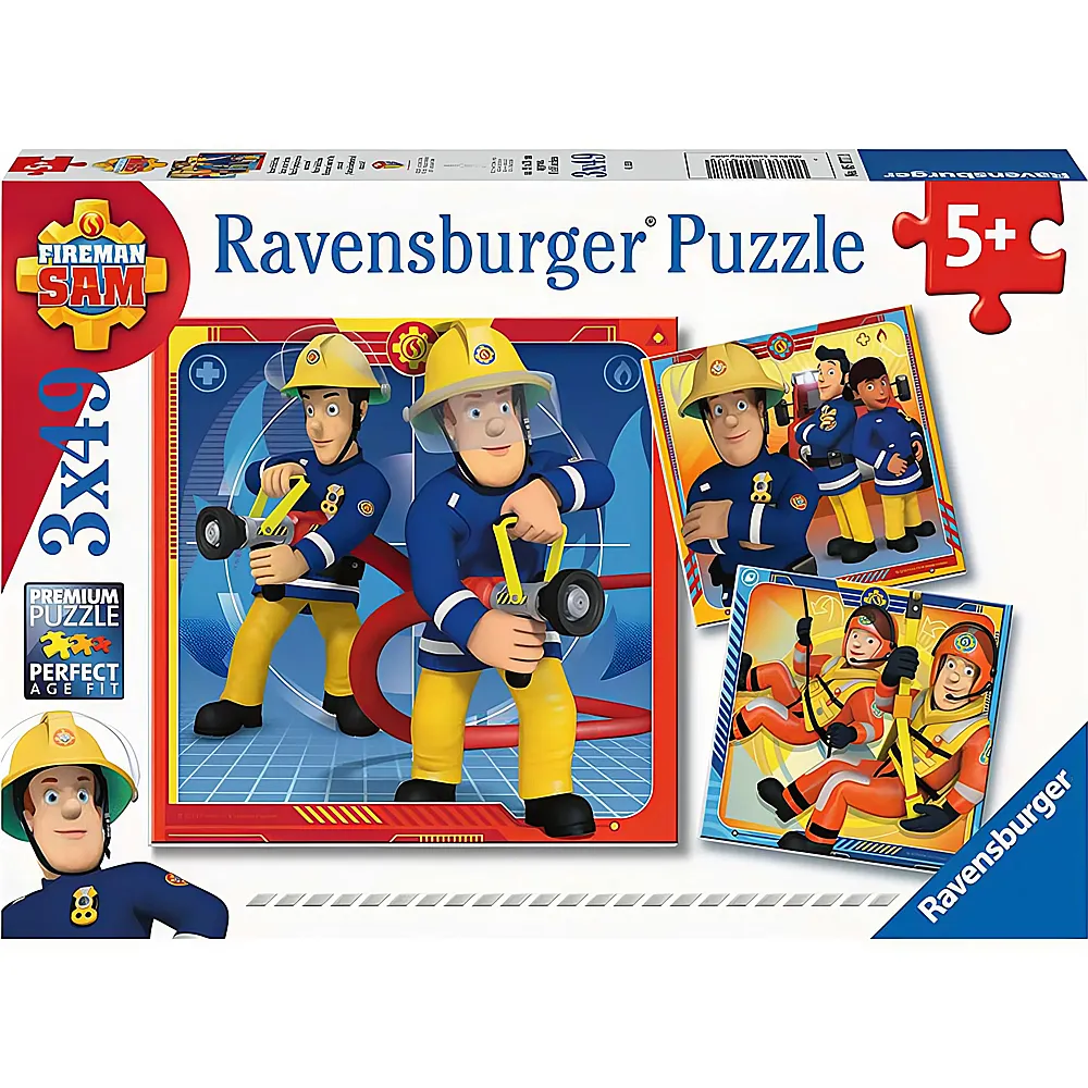Ravensburger Puzzle Unser Held Feuerwehrmann Sam 3x49