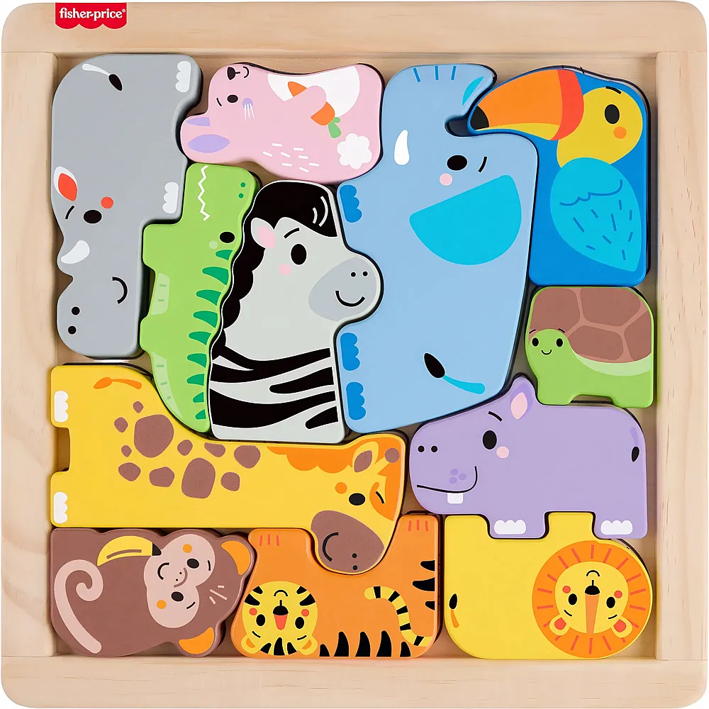 Fisher-Price 2-in-1-Tierwelt aus Holz, Aktivit�t zum Sortieren von Formen f�r Kindergartenkinder ab 2 Jahren, JFG10
