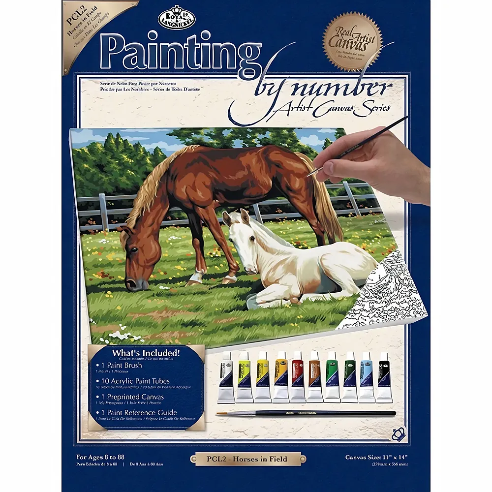 Royal & Langnickel R&l Pbn Artist Canvas Series GM Horses IN Field