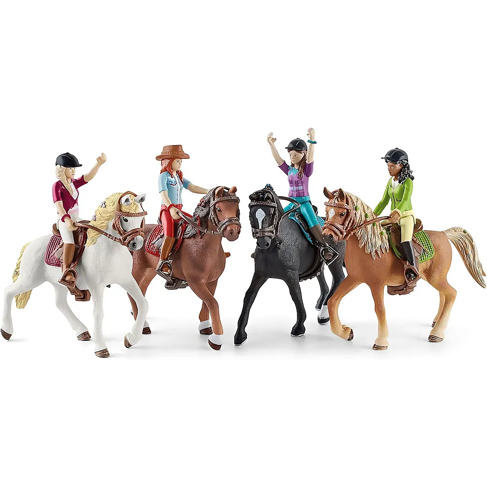 Schleich Horse Club Ausritt mit 4 beweglichen Figuren und 4 Pferde