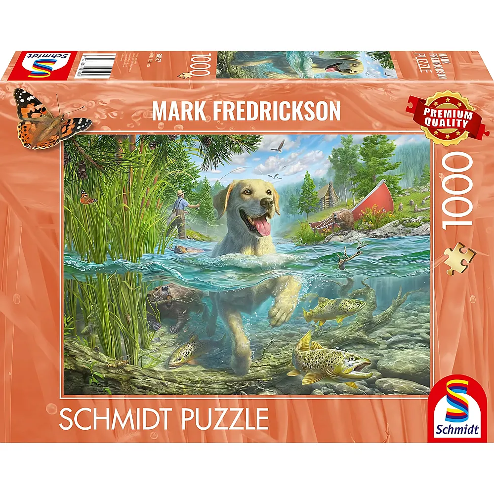 Schmidt Puzzle Mark Fredrickson Gelber Labrador auf Fischjagd - 1000 Teile