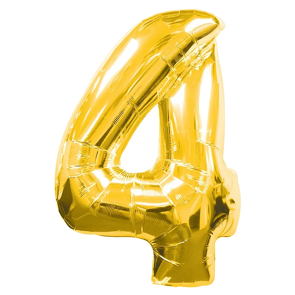 meinspielzeug - Amscan Zahlen Gold Folienballon Nummer 4 Gold 86cm | Folienballone