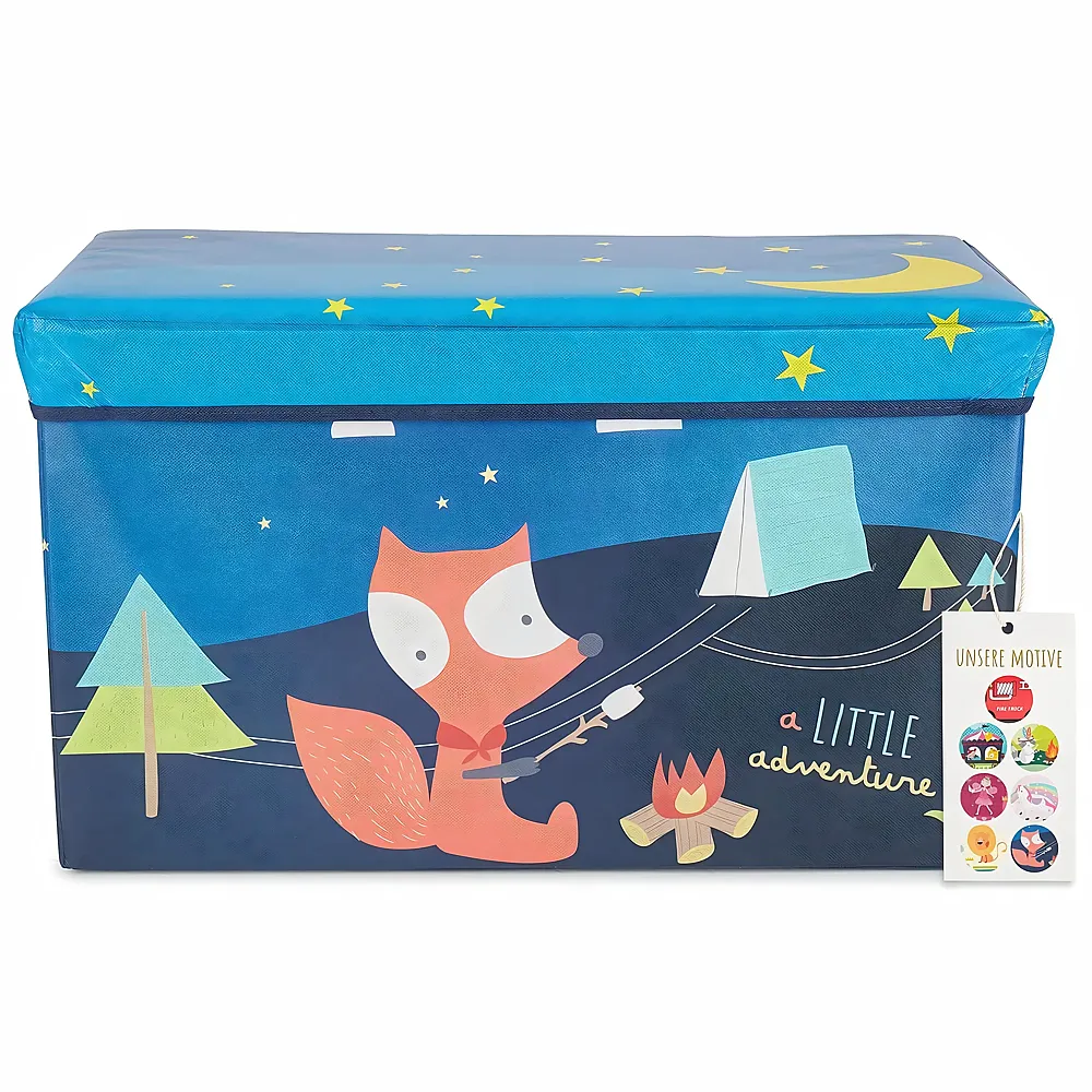 Bieco Spielzeugkiste mit Deckel - Pfadfinder - gross faltbar - 60x30x35 cm - Aufbewahrungsbox Kinder mit Deckel - Sitzbank
