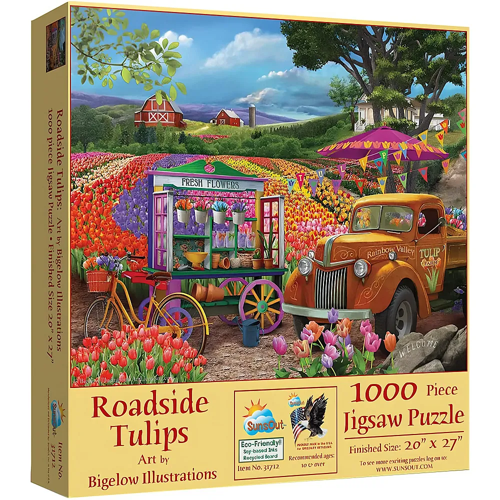 SunsOut Puzzle Bigelow Illustrations Roadside Tulips - 1000 Teile