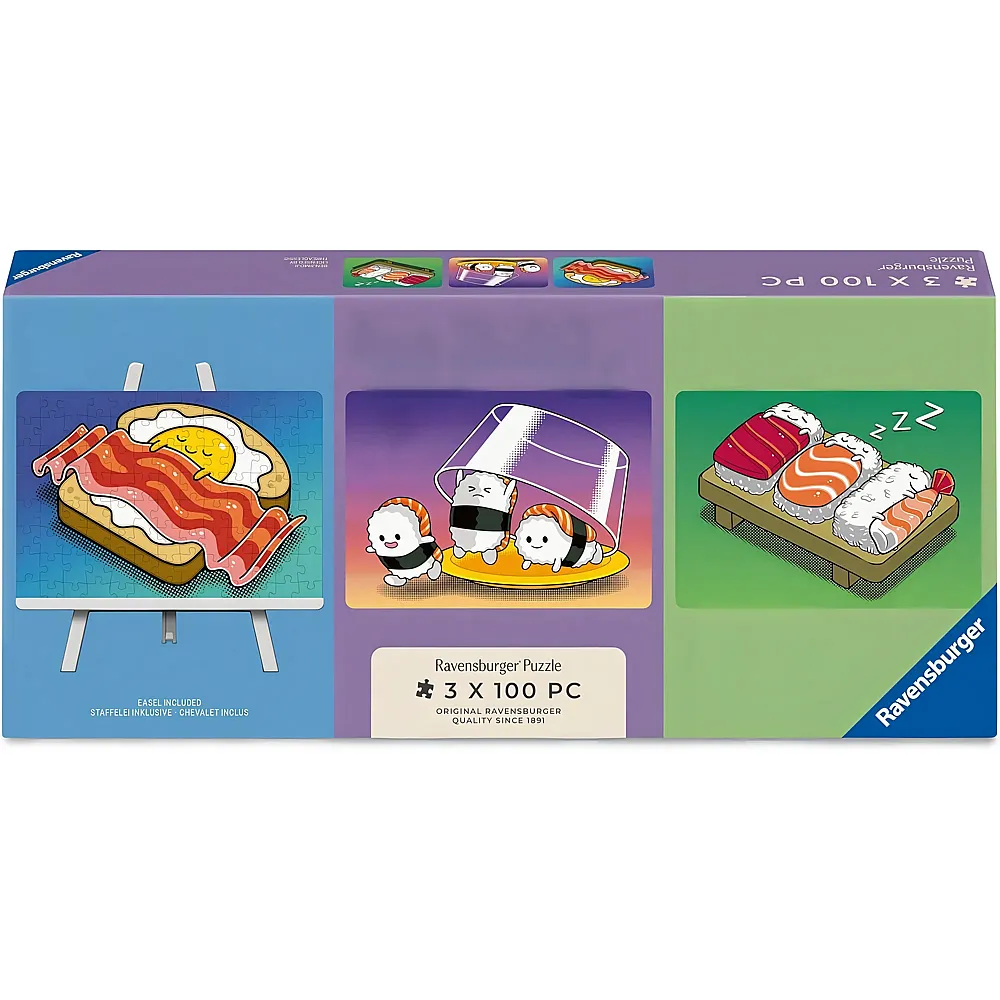 Ravensburger Puzzle 3in1 Kawaii Breakfast, Lunch & Dinner - 100 Teile