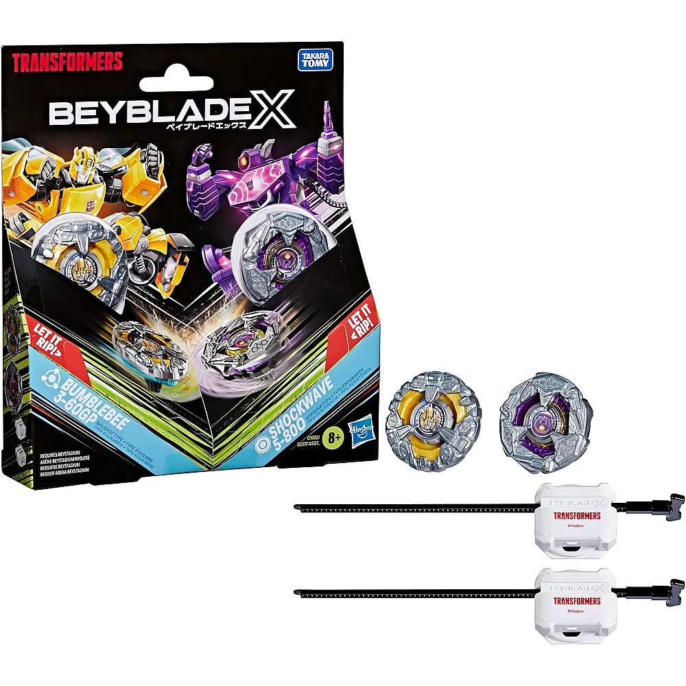 Beyblade X Transformers Collab, Bumblebee 3-60GP vs. Shockwave 5-80O