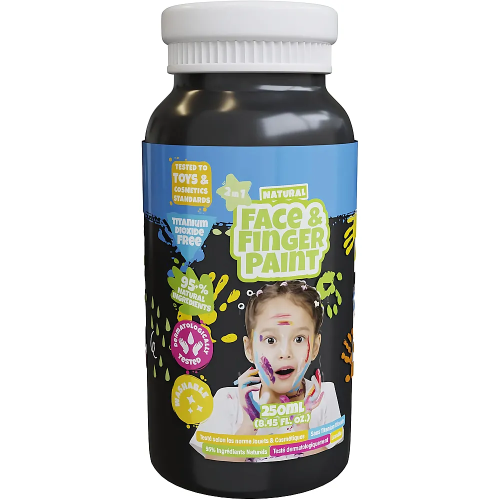 Boti Flasche mit nat�rlicher Gesichts- und Fingerfarbe  Schwarz, 250 ml