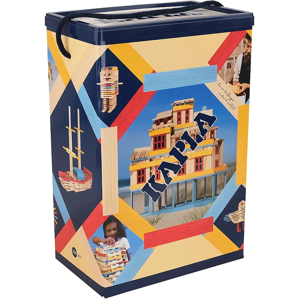 Kapla Baukasten Sommer blau, gelb, rot - 200 Teile