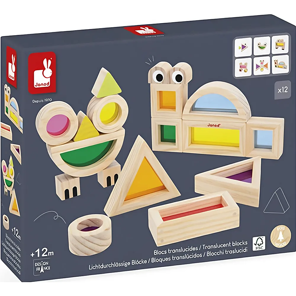 Janod Sensorisches Spiel - Transluzente Bl�cke - 18 Teile