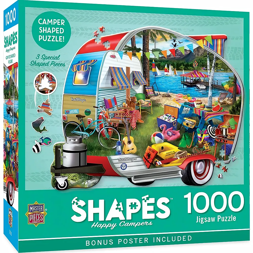 Master Pieces Puzzle Shapes Gl�ckliche Camper - 1000 Teile
