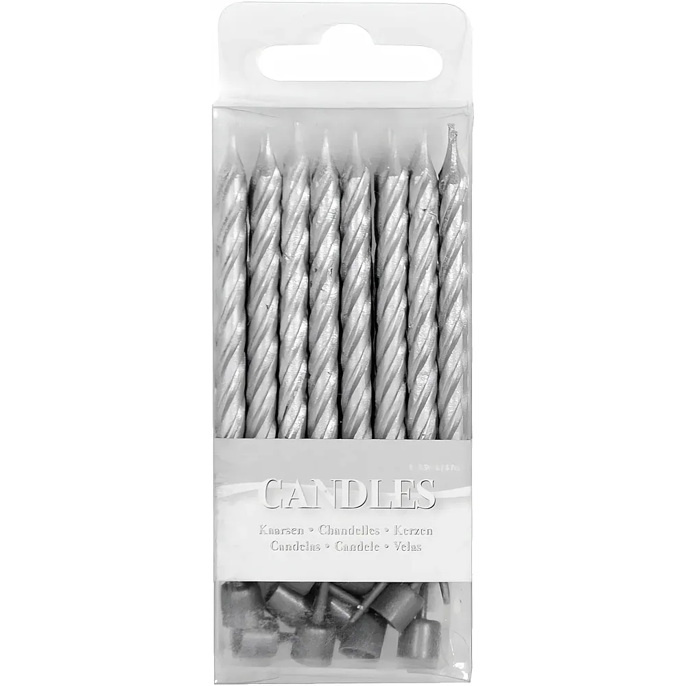 Folat Kerzen Set, Kuchenkerzen silber, 16 St�ck