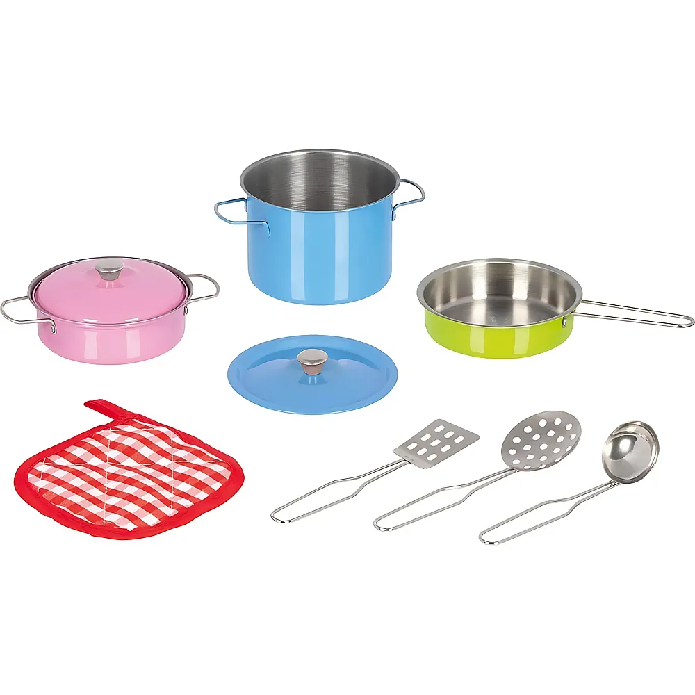 meinspielzeug - Goki Kochset Farbenfroh Metall - 9 Teile | Haushalt