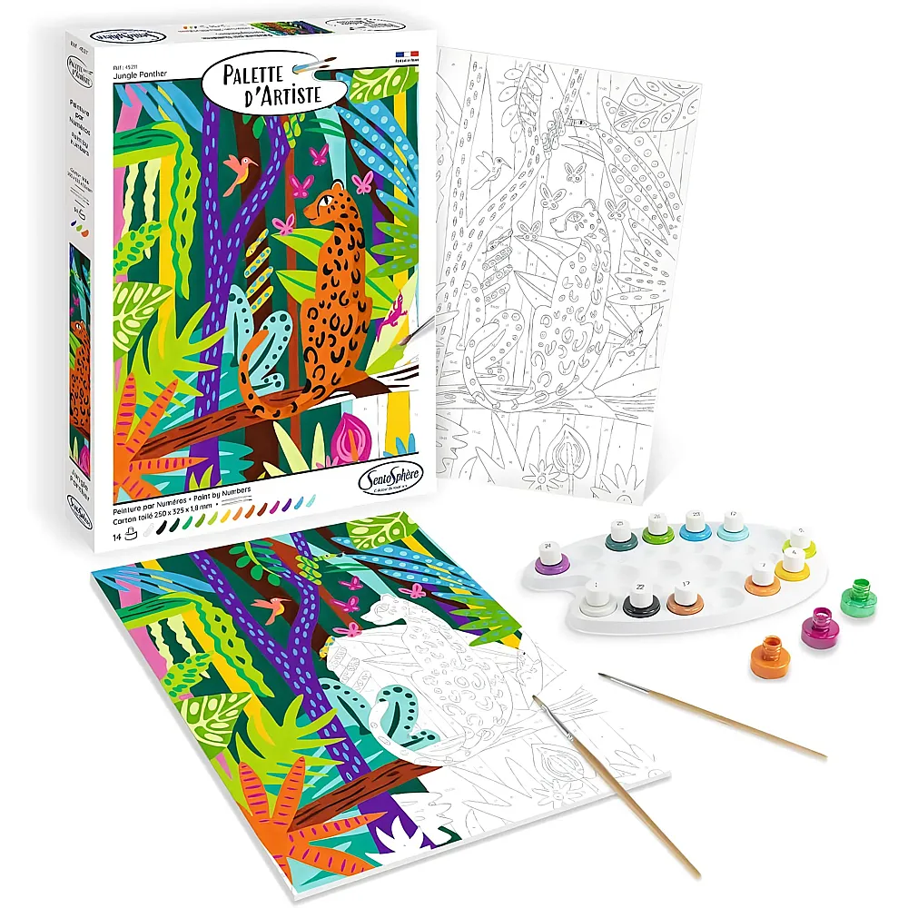 Sentosphere Palette d'Artiste MNZ Panther im Dschungel | Malen nach Zahlen