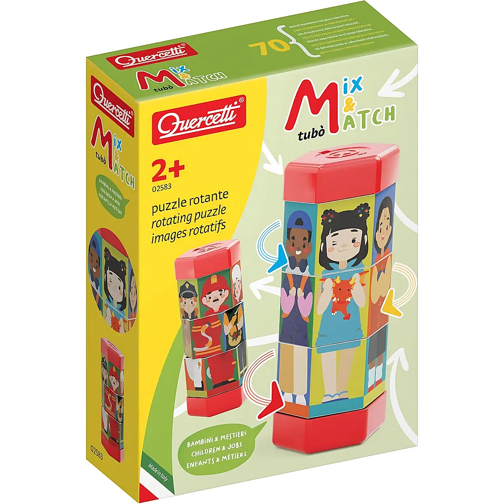 Quercetti Tubo Mix & Match Drehpuzzle - Kinder und Berufe