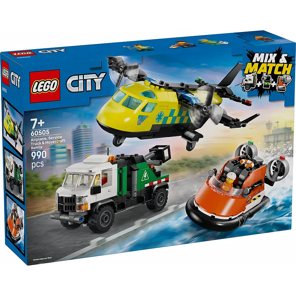 LEGO City Kombinationsset mit Flugzeug, Wartungsfahrzeug und Luftkissenboot 60505