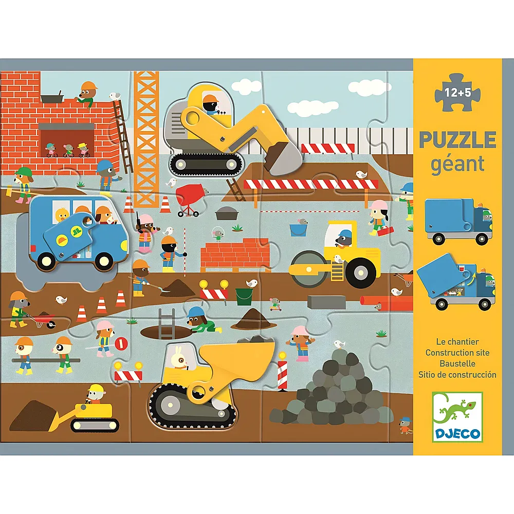 Djeco Riesenpuzzle Die Baustelle 17 Teile