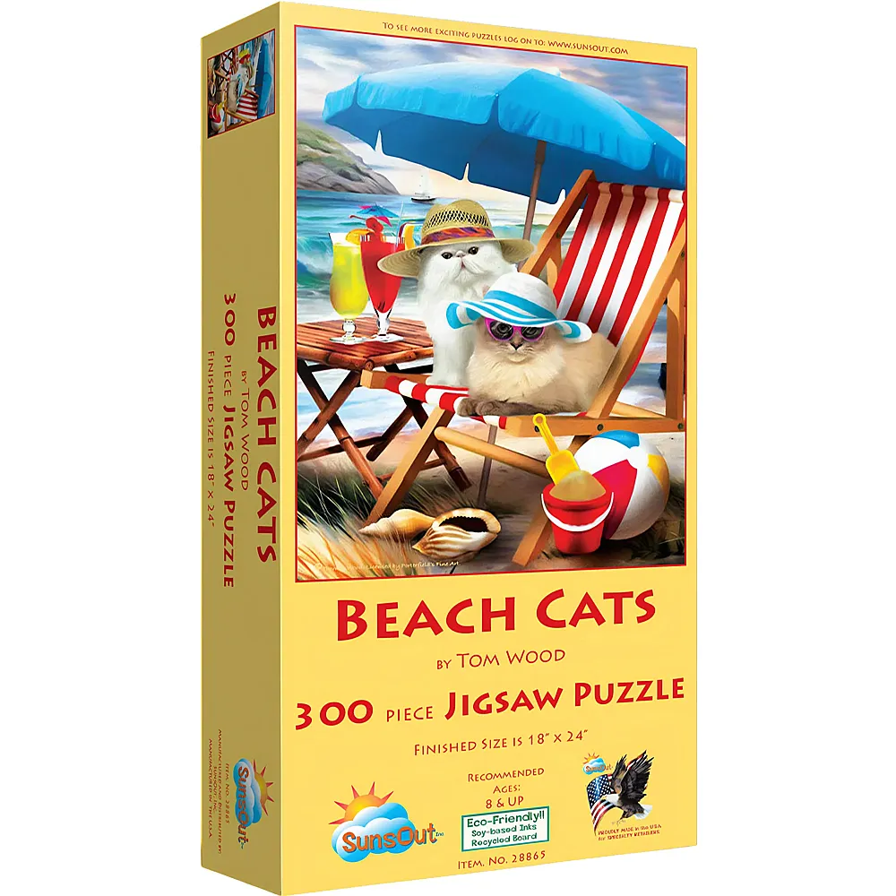 SunsOut Puzzle Tom Wood Beach Cats - 300 Teile