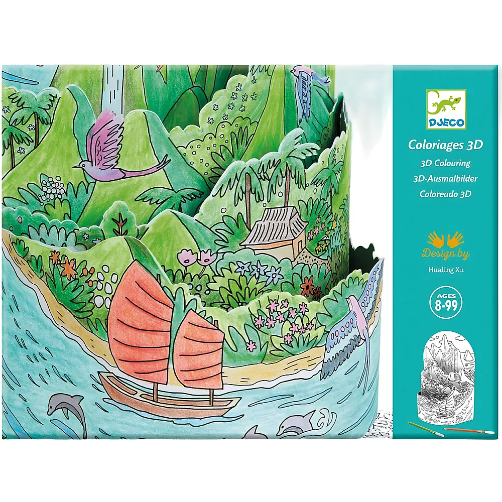 Djeco Ausmalbilder 3D Diorama Insel
