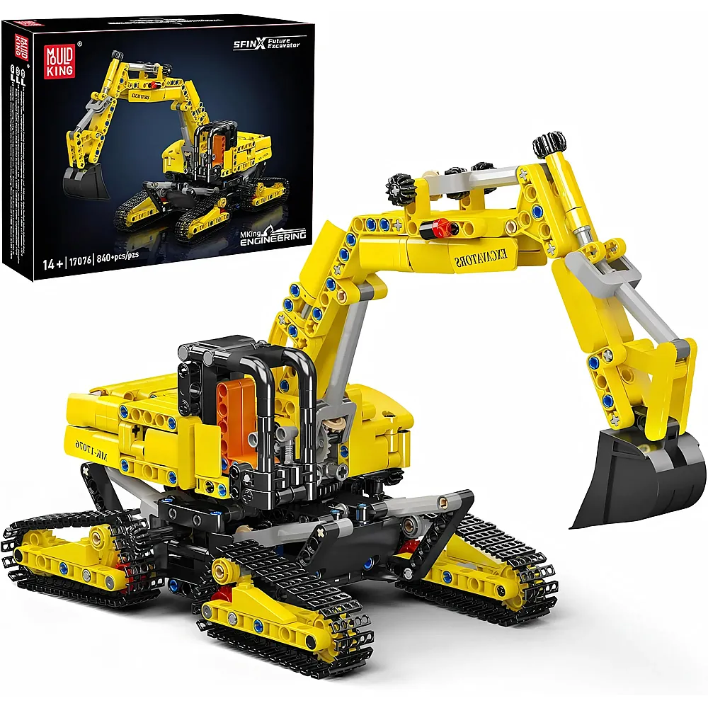 meinspielzeug - Mould King Engineering High-Tech Raupenbagger statische Version 17076 | Klemmbausteine Fahrzeuge