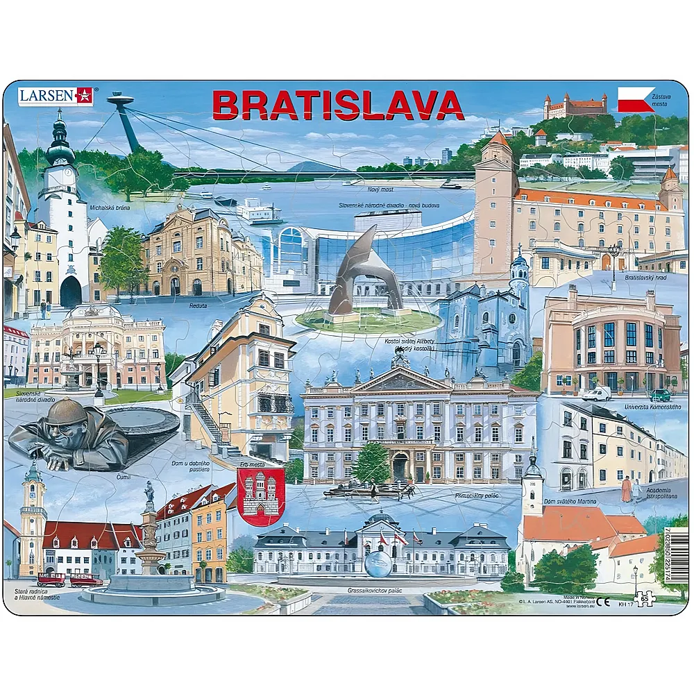 Larsen Puzzle Bratislava auf Slowakisch - 65 Teile | Rahmenpuzzle